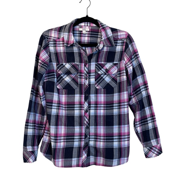 Croft & Barrow Pink Long Sleeve Button Down Plaid Soft Flannel Shirt Sz S - Picture 1 of 6